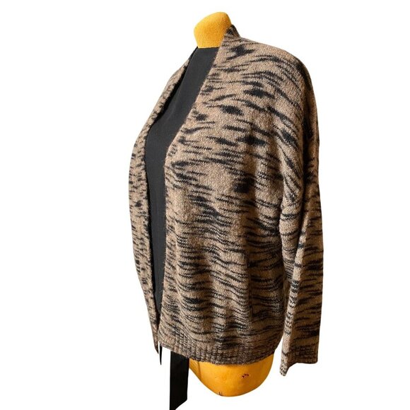 Lucchese W.Cashmere Doreen Tiger Print Alpaca Wool Open Cardigan Sweater Size L - Picture 9 of 9